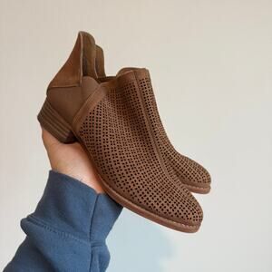 Vince Camuto Celena Perforated Leather Ankle Bootie Laser Cut Slip On Ankle Boot